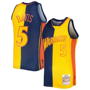 Fácil de llevar Increíble Baron Davis Golden State Warriors Hardwood Classics 2006/07 Split Swingman Jersey Navy/Gold