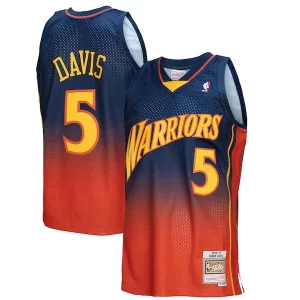 Atractivo Clásico Baron Davis Golden State Warriors 2006/07 Hardwood Classics Fadeaway Swingman Player Jersey Navy/Orange