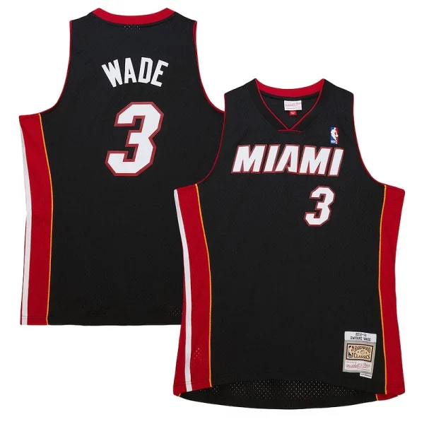 Increíble Dwyane Wade Miami Heat Hardwood Classics Swingman Jersey Black
