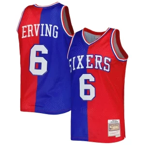 Maravilloso Julius Erving Philadelphia 76ers Hardwood Classics 1982/83 Split Swingman Jersey Royal/Red