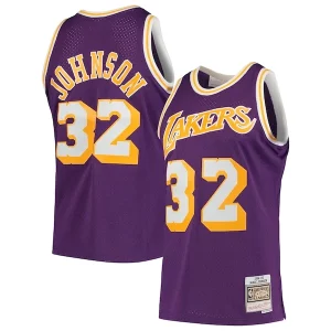 Clásico Moderno Magic Johnson Los Angeles Lakers 1984/85 Hardwood Classics Swingman Jersey Purple/Gold