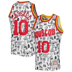 Increíble Genial Sam Cassell Houston Rockets 1993/94 Hardwood Classics Doodle Swingman Jersey White
