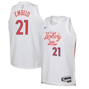 Lujoso Joel Embiid Philadelphia 76ers Nike Youth 2022/23 Swingman Jersey City Edition White