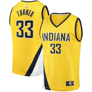 Hermoso Myles Turner Indiana Pacers Fast Break Replica Jersey Statement Edition Gold