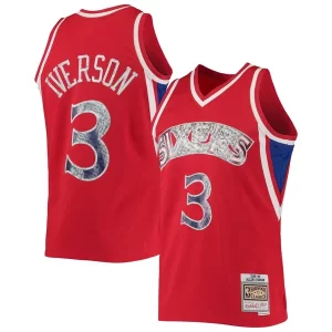 Robusto Allen Iverson Philadelphia 76ers 1996/97 Hardwood Classics NBA 75th Anniversary Diamond Swingman Jersey Red