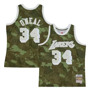 Fantástico Shaquille O'Neal Los Angeles Lakers Hardwood Classics 1996/97 Ghost Green Swingman Jersey Camo