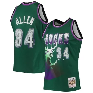 Comodo Increíble Exquisito Ray Allen Milwaukee Bucks 1996/97 Hardwood Classics NBA 75th Anniversary Diamond Swingman Jersey Green