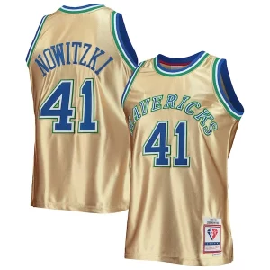 Chulo Duradero Dirk Nowitzki Dallas Mavericks 75th Anniversary 1998/99 Hardwood Classics Swingman Jersey Gold