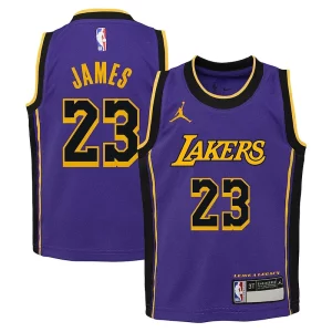 Clásico LeBron James Los Angeles Lakers Jordan Brand Preschool 2022/23 Dri FIT Replica Jersey Statement Edition Purple