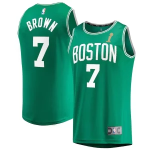 Hermoso Magnífico Perfecto Jaylen Brown Boston Celtics 2024 NBA Finals Champions Fast Break Replica Player Jersey Kelly Green Icon Edition