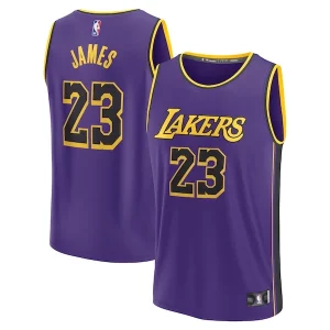 Lujoso LeBron James Los Angeles Lakers 2022/23 Fast Break Replica Jersey Statement Edition Purple