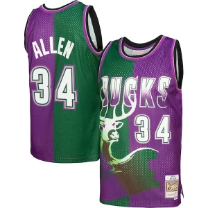 Ideal Sofisticado Lujoso Ray Allen Milwaukee Bucks Hardwood Classics 1996/97 Split Swingman Jersey Green/Purple