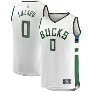 Genial Damian Lillard Milwaukee Bucks Youth Fast Break Player Jersey Association Edition White
