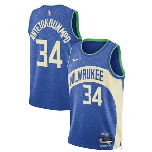 Único Giannis Antetokounmpo Milwaukee Bucks Nike Unisex 2023/24 Swingman Jersey Blue City Edition