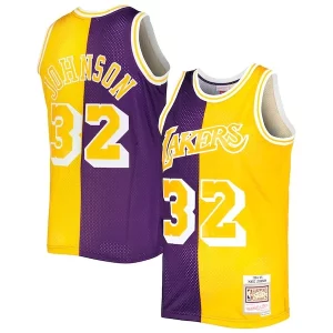 Increíble Moderno Chulo Magic Johnson Los Angeles Lakers Hardwood Classics 1984/85 Split Swingman Jersey Purple/Gold