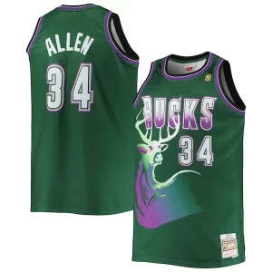 Genial Increíble Encantador Ray Allen Milwaukee Bucks Big & Tall 1996/97 Hardwood Classics Swingman Jersey Hunter Green