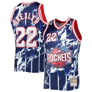 Robusto Hermoso Clyde Drexler Houston Rockets 1996/97 Hardwood Classics Marble Swingman Jersey Navy