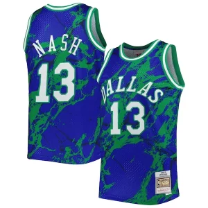 Original Steve Nash Dallas Mavericks 1998/99 Hardwood Classics Marble Swingman Jersey Blue
