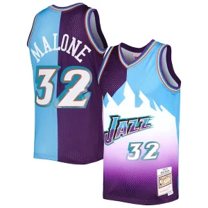 Clásico Ideal Karl Malone Utah Jazz Hardwood Classics 1996/97 Split Swingman Jersey Purple/Turquoise