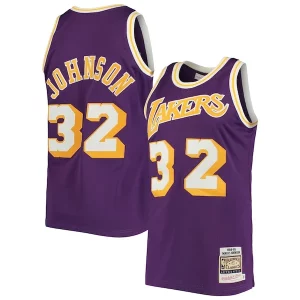 Práctico Magic Johnson Los Angeles Lakers 1984/85 Hardwood Classics Authentic Jersey Purple/Gold
