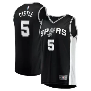 Robusto Práctico Versátil Stephon Castle San Antonio Spurs 2024 NBA Draft Fast Break Player Jersey Icon Edition Black