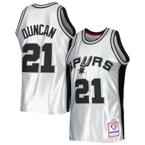 Atractivo Clásico Chulo Tim Duncan San Antonio Spurs 1998/99 Hardwood Classics 75th Anniversary Swingman Jersey Platinum