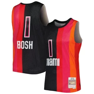 Único Chris Bosh Miami Heat Hardwood Classics 2011/12 Split Swingman Jersey Black/Red
