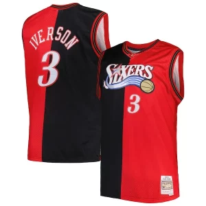 Delicioso Sofisticado Chulo Allen Iverson Philadelphia 76ers Big & Tall Hardwood Classics 2000/01 Split Swingman Jersey Black/Red