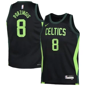 Resistente Kristaps Porzingis Boston Celtics Nike Youth 2024/25 Swingman Player Jersey City Edition Black