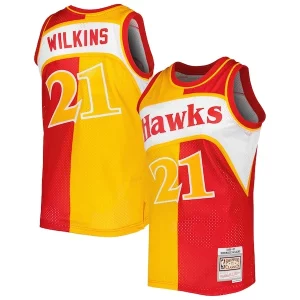 Único Fantástico Delicioso Dominique Wilkins Atlanta Hawks Hardwood Classics 1986/87 Split Swingman Jersey Yellow/Red
