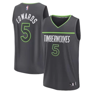 Práctico Fácil de llevar Anthony Edwards Minnesota Timberwolves Youth Fast Break Replica Player Jersey Statement Edition Anthracite