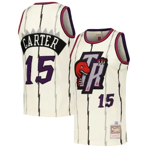 Hermoso Vince Carter Toronto Raptors Chainstitch Swingman Jersey Cream