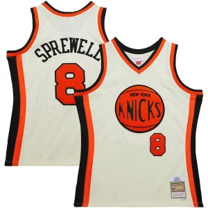 Atractivo Latrell Sprewell New York Knicks Chainstitch Swingman Jersey Cream