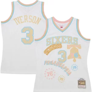 Fantástico Allen Iverson Philadelphia 76ers 2002/03 Swingman Sidewalk Sketch Jersey White