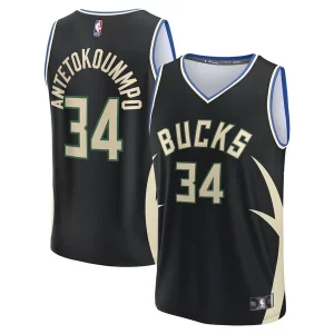 Encantador Bonito Magnífico Giannis Antetokounmpo Milwaukee Bucks Fast Break Replica Player Jersey Statement Edition Black