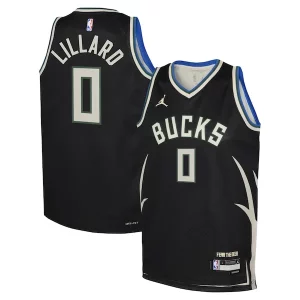 Sofisticado Clásico Damian Lillard Milwaukee Bucks Jordan Brand Youth Swingman Jersey Statement Edition Black