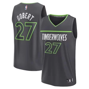 Original Lujoso Estupendo Rudy Gobert Minnesota Timberwolves Fast Break Replica Player Jersey Statement Edition Black