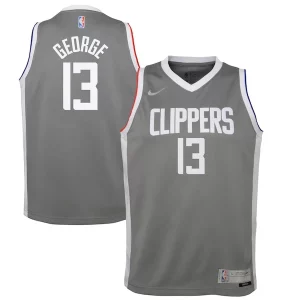 Magnífico Fácil de llevar Paul George LA Clippers Nike Youth 2020/21 Swingman Player Jersey Gray Earned Edition