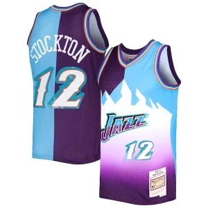 Ideal Original Estupendo John Stockton Utah Jazz Hardwood Classics 1996/97 Split Swingman Jersey Purple/Turquoise