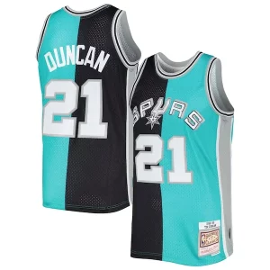 Fácil de llevar Delicioso Tim Duncan San Antonio Spurs Hardwood Classics 1998/99 Split Swingman Jersey Black/Teal