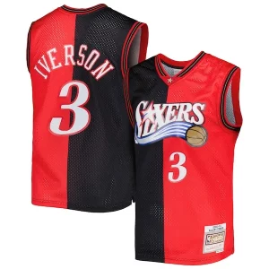 Moderno Allen Iverson Philadelphia 76ers Hardwood Classics 2000/01 Split Swingman Jersey Black/Red