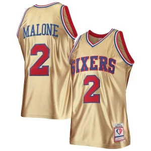 Moderno Moses Malone Philadelphia 76ers 75th Anniversary 1982/83 Hardwood Classics Swingman Jersey Gold
