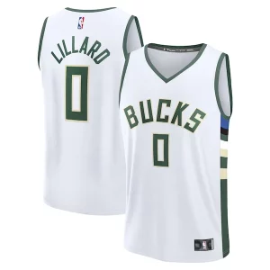 Atractivo Sofisticado Encantador Damian Lillard Milwaukee Bucks Fast Break Replica Player Jersey Association Edition White