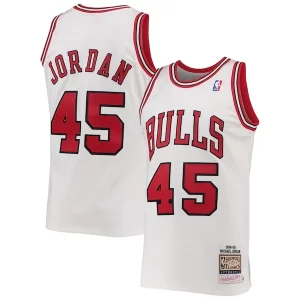 Original Lujoso Increíble Men's Chicago Bulls Michael Jordan White 1994 95 Hardwood Classics Authentic Player Jersey