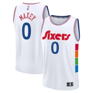 Cool Tyrese Maxey Philadelphia 76ers 2024/25 Fast Break Player Jersey City Edition White
