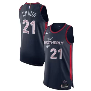 Lujoso Cool Duradero Nike Joel Embiid Philadelphia 76ers Authentic Jersey City Edition Navy