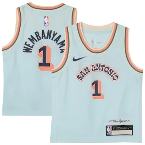 Moderno Perfecto Resistente Victor Wembanyama San Antonio Spurs Nike Preschool 2024/25 Swingman Player Jersey City Edition Light Blue