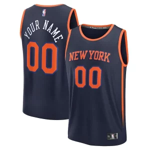 Ideal New York Knicks Custom Fast Break Jersey Navy Statement Edition