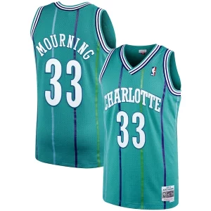 Magnífico Alonzo Mourning Charlotte Hornets 1992/93 Hardwood Classics Swingman Jersey Teal
