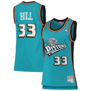 Chulo Genial Grant Hill Detroit Pistons Women's 1998/99 Hardwood Classics Swingman Jersey Teal